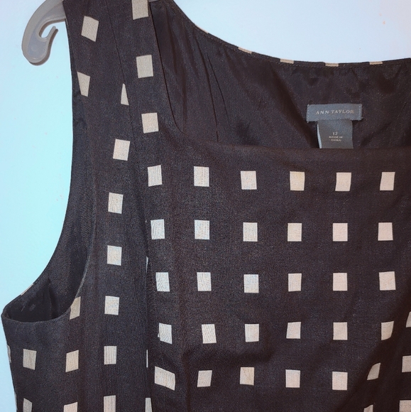 Ann Taylor Brown and Cream Check Sleeveless Dress - Picture 4 of 6